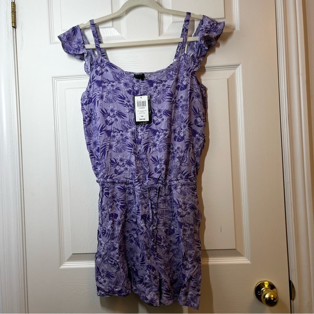 NWT DISNEY HOT TOPIC Purple Ariel Off Shoulder Romper Little Mermaid Small